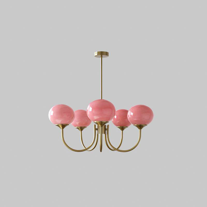 3-Light Glass Globe Chandelier With Brass Frame