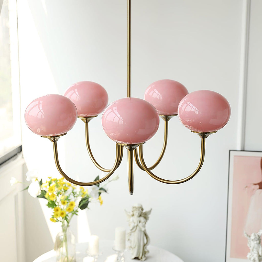 3-Light Glass Globe Chandelier With Brass Frame