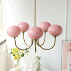 3-Light Glass Globe Chandelier With Brass Frame