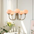3-Light Glass Globe Chandelier With Brass Frame