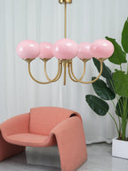 3-Light Glass Globe Chandelier With Brass Frame