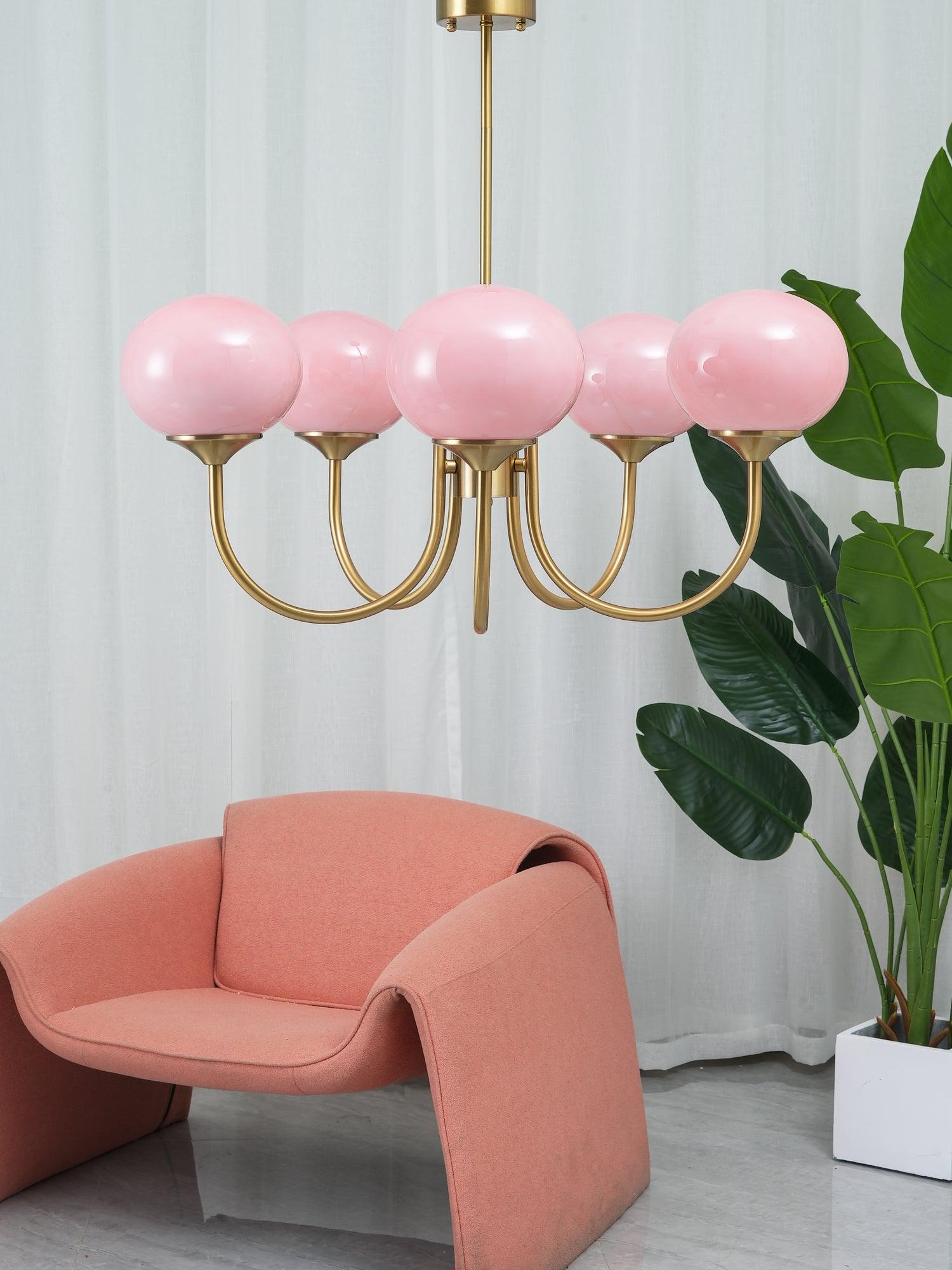 3-Light Glass Globe Chandelier With Brass Frame