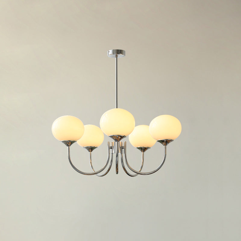 3-Light Glass Globe Chandelier With Brass Frame