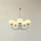 3-Light Glass Globe Chandelier With Brass Frame