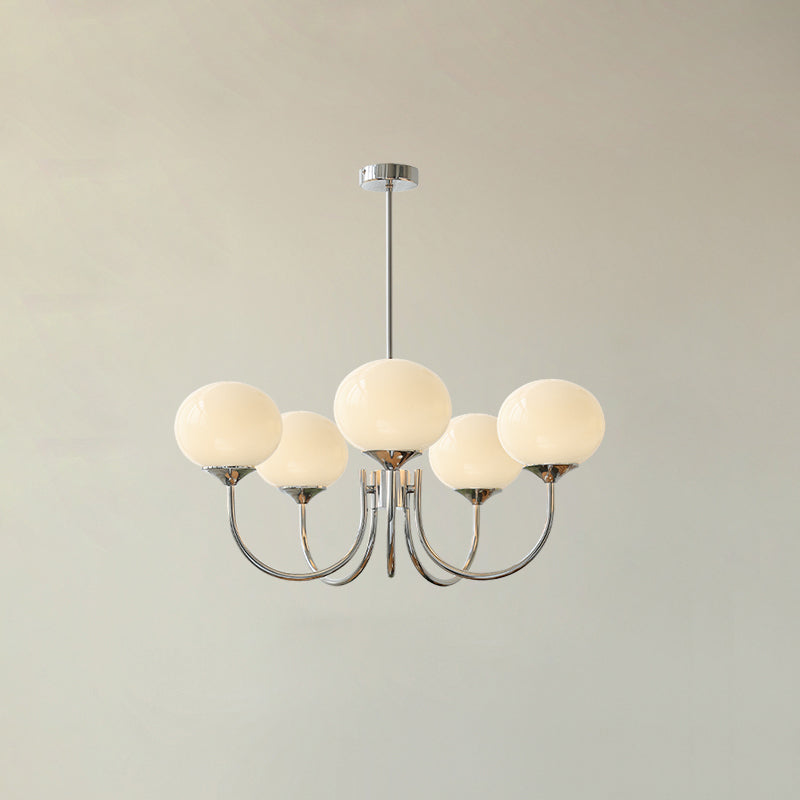 3-Light Glass Globe Chandelier With Brass Frame