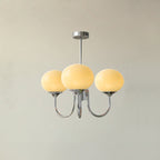 3-Light Glass Globe Chandelier With Brass Frame