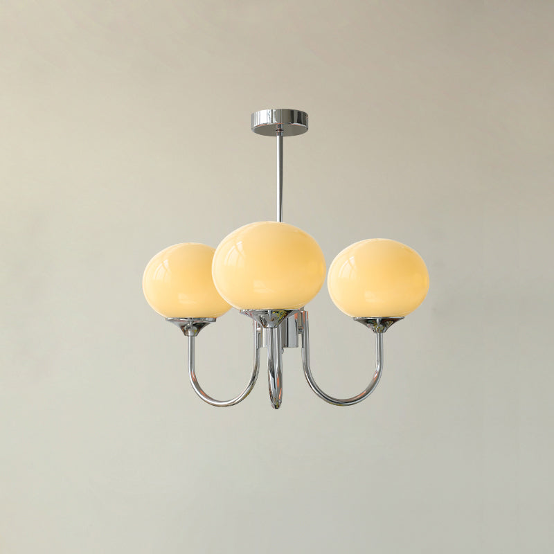 3-Light Glass Globe Chandelier With Brass Frame