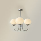 3-Light Glass Globe Chandelier With Brass Frame