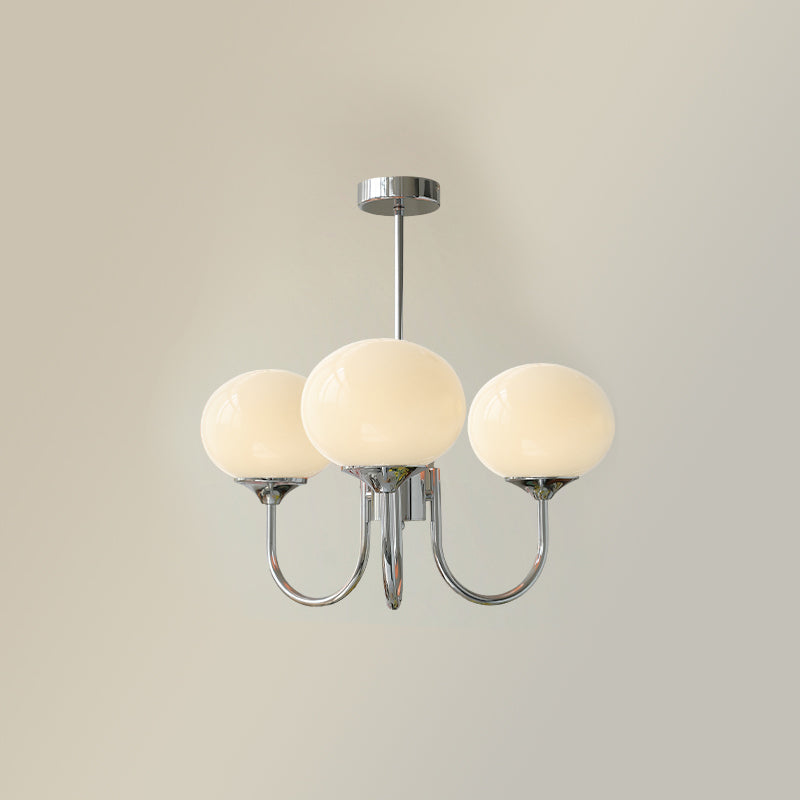 3-Light Glass Globe Chandelier With Brass Frame