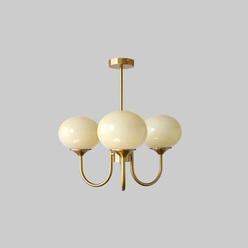 3-Light Glass Globe Chandelier With Brass Frame