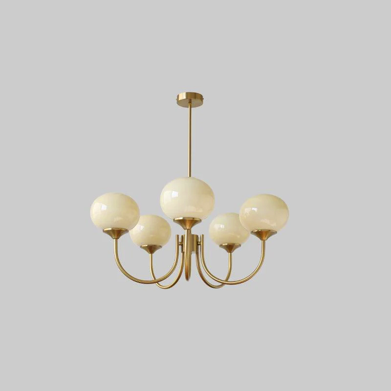 3-Light Glass Globe Chandelier With Brass Frame