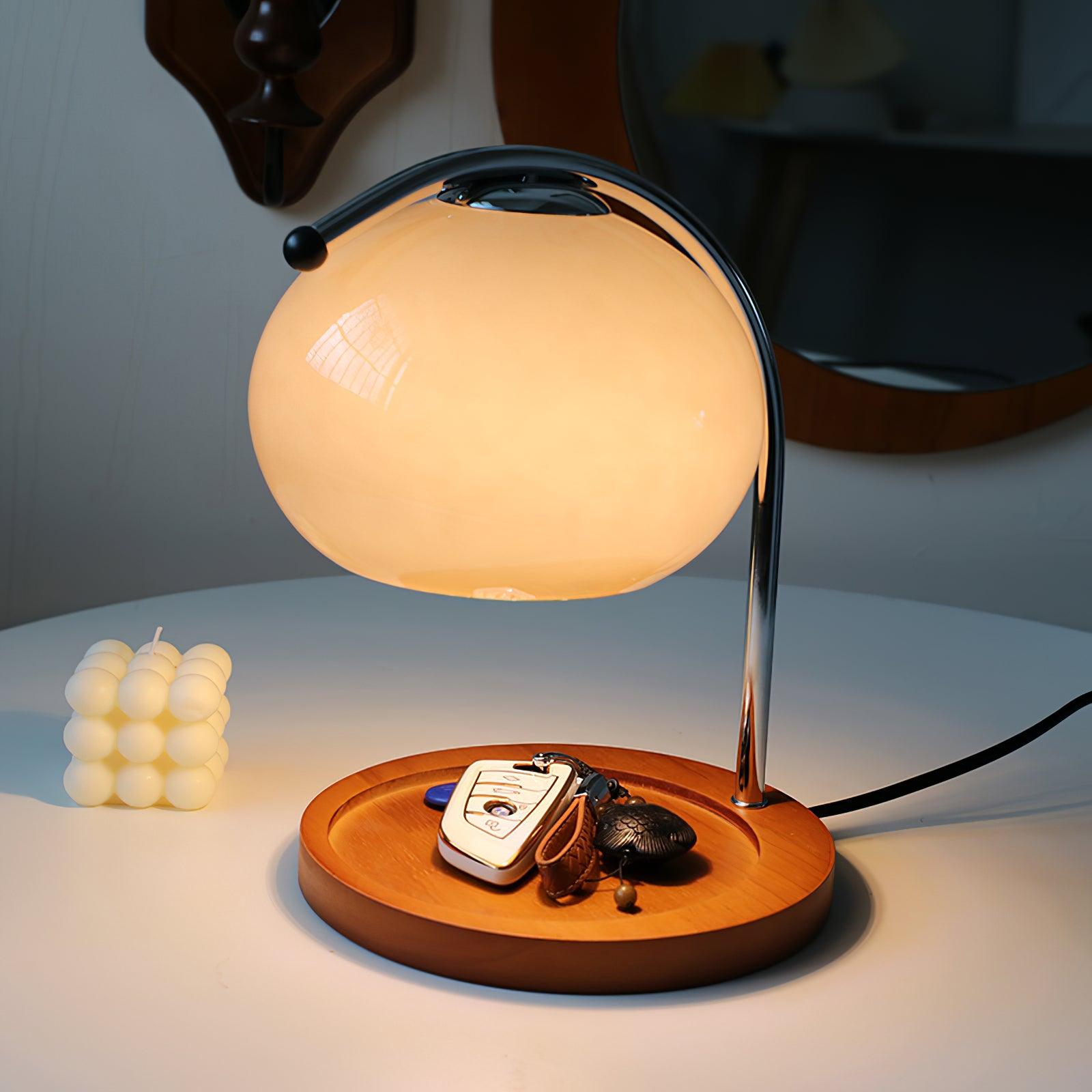 Candle Warmer Table Lamp With Glass Dome Shade