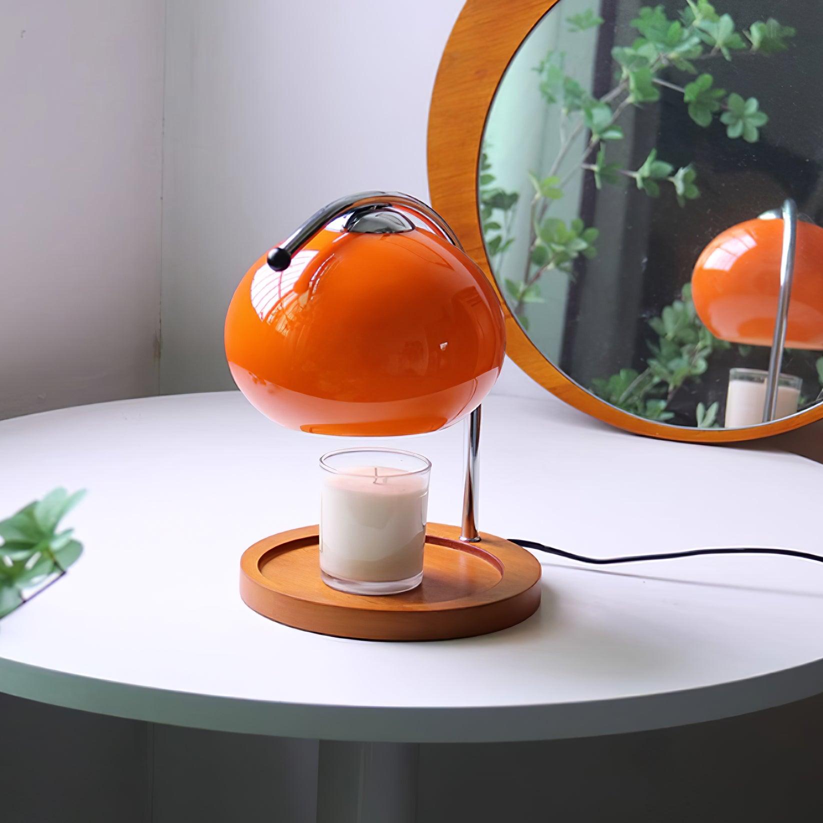 Candle Warmer Table Lamp With Glass Dome Shade