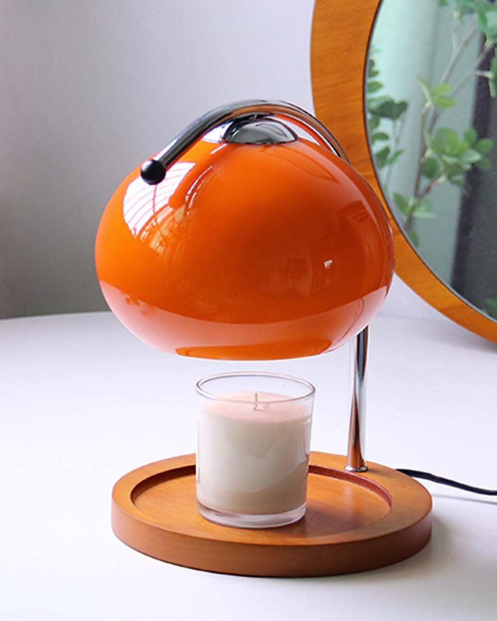 Candle Warmer Table Lamp With Glass Dome Shade
