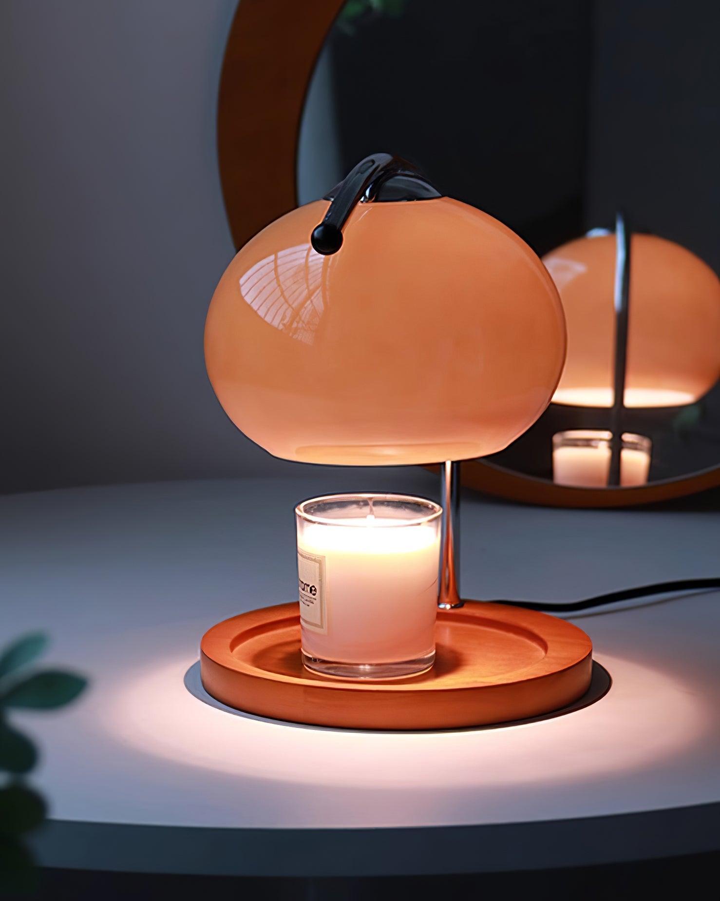 Candle Warmer Table Lamp With Glass Dome Shade