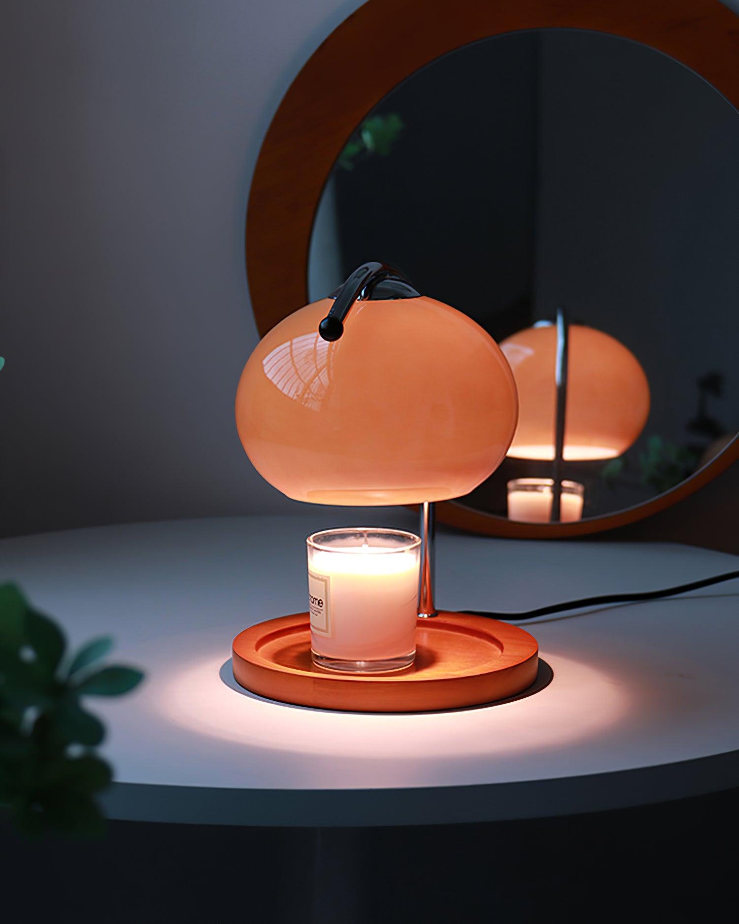 Candle Warmer Table Lamp With Glass Dome Shade