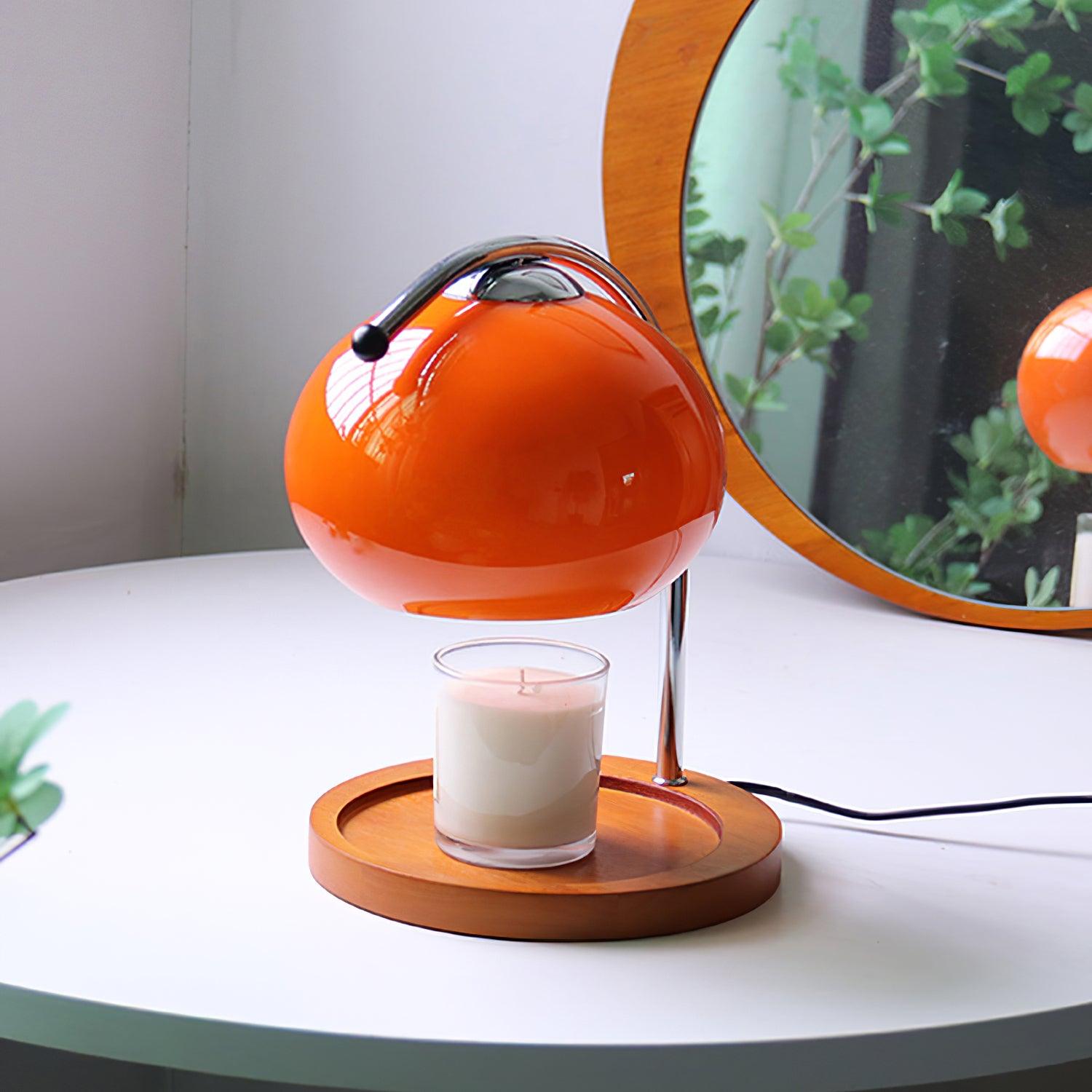 Candle Warmer Table Lamp With Glass Dome Shade