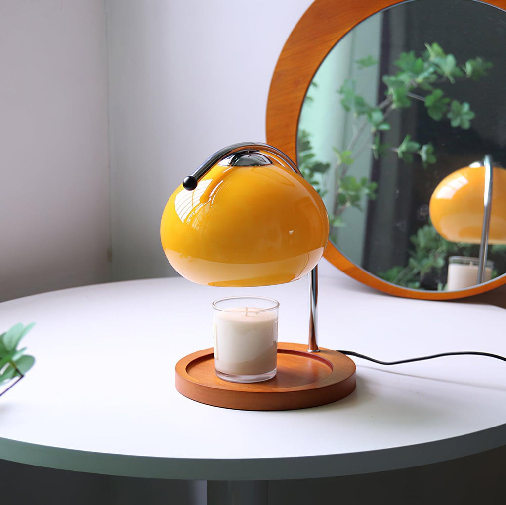 Candle Warmer Table Lamp With Glass Dome Shade