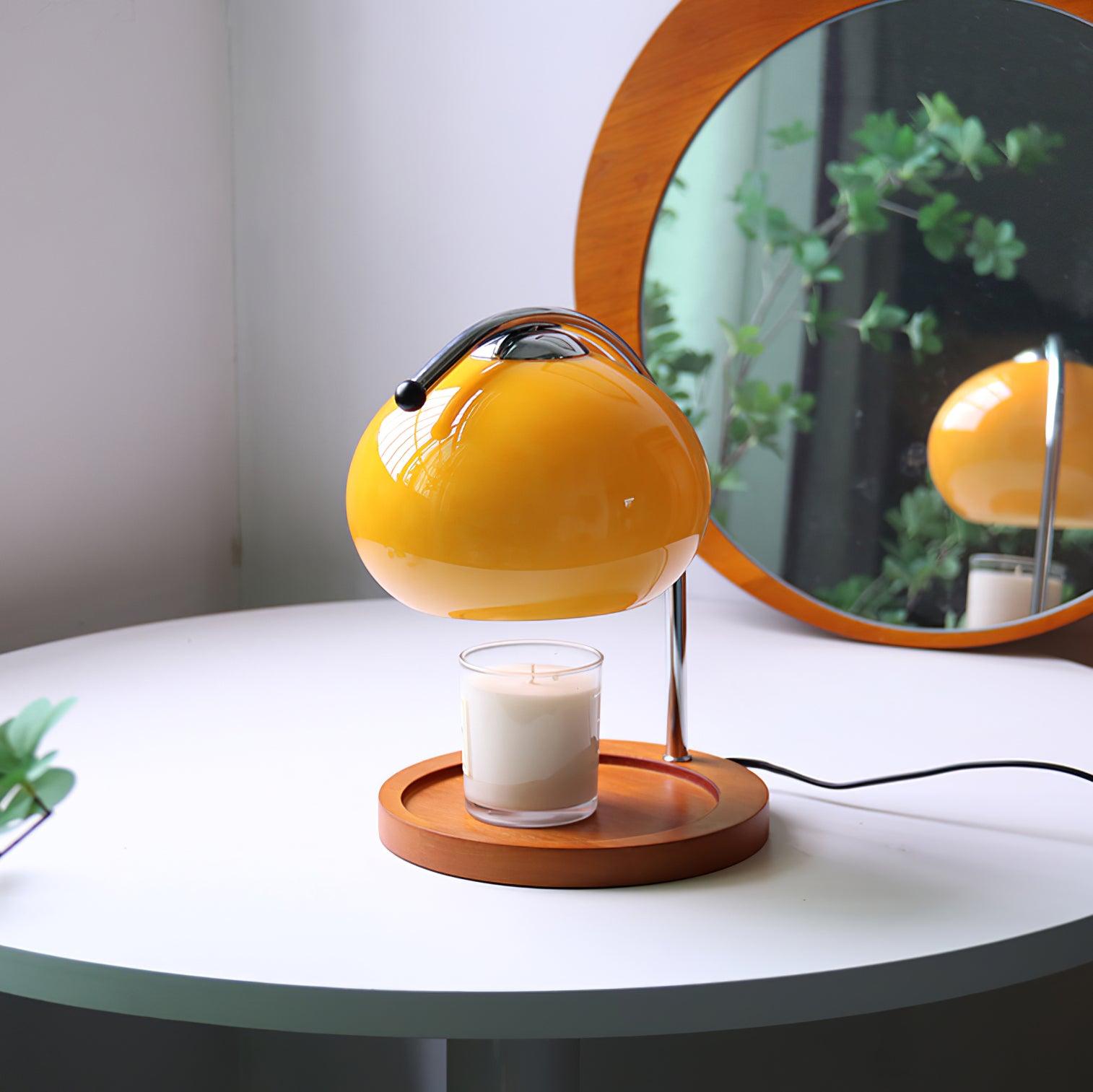 Candle Warmer Table Lamp With Glass Dome Shade