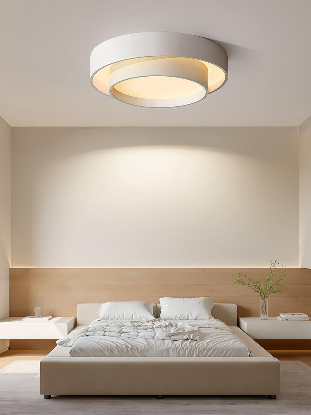 Modern Flush Mount Ceiling Light With Floating Ring Diffuser