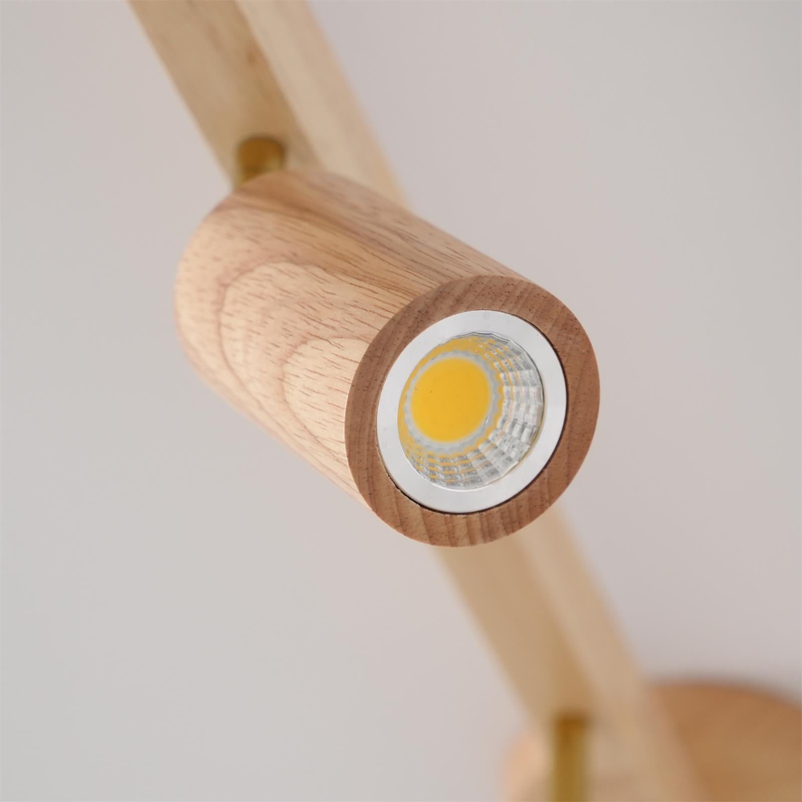 Adjustable Wood Bar Multi-Spot Ceiling Light With Pivot Spotlights