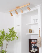 Adjustable Wood Bar Multi-Spot Ceiling Light With Pivot Spotlights