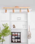 Adjustable Wood Bar Multi-Spot Ceiling Light With Pivot Spotlights