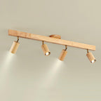 Adjustable Wood Bar Multi-Spot Ceiling Light With Pivot Spotlights