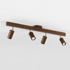 Adjustable Wood Bar Multi-Spot Ceiling Light With Pivot Spotlights