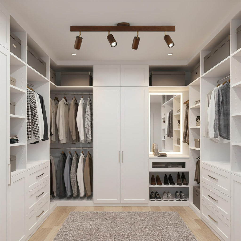 Adjustable Wood Bar Multi-Spot Ceiling Light With Pivot Spotlights
