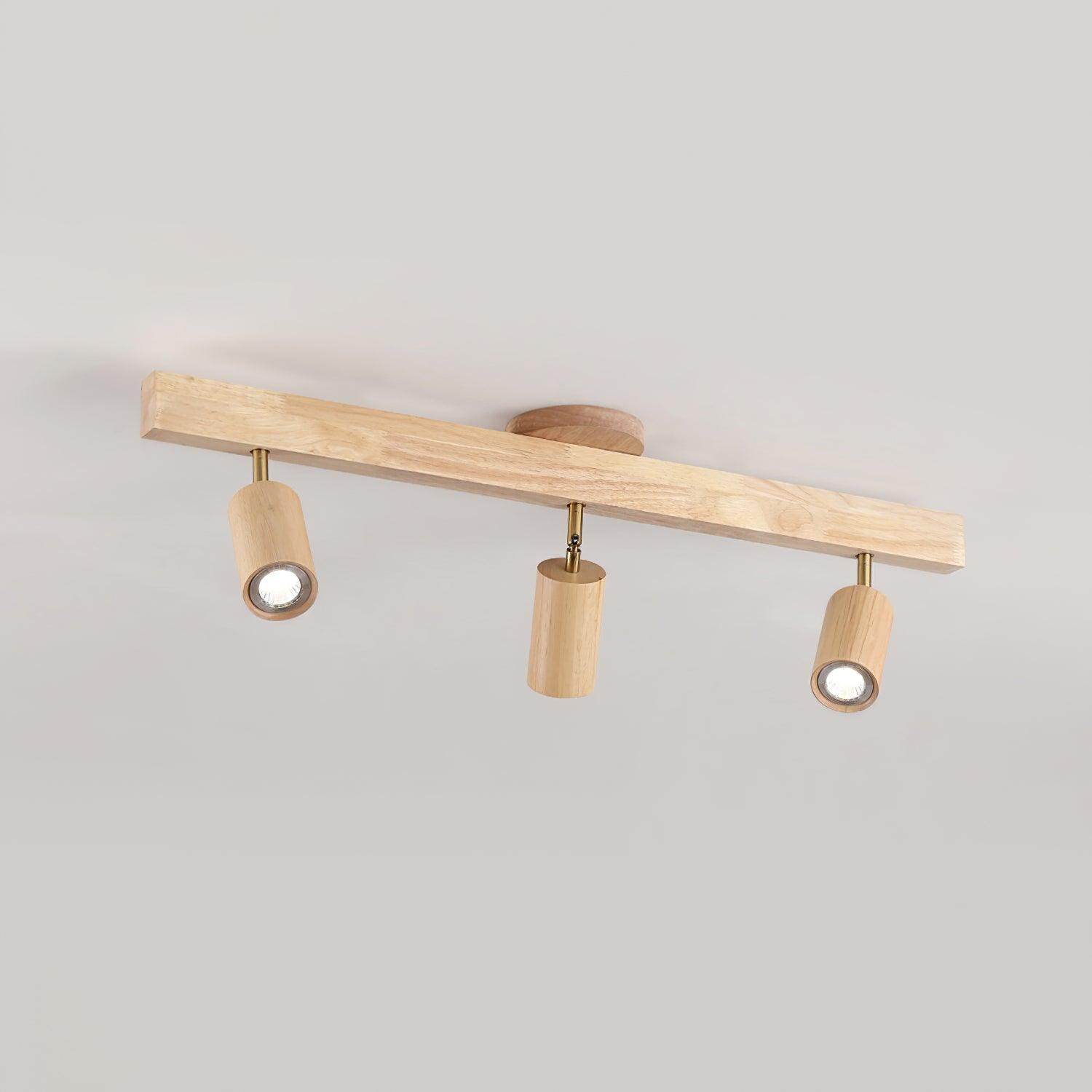 Adjustable Wood Bar Multi-Spot Ceiling Light With Pivot Spotlights