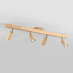 Adjustable Wood Bar Multi-Spot Ceiling Light With Pivot Spotlights