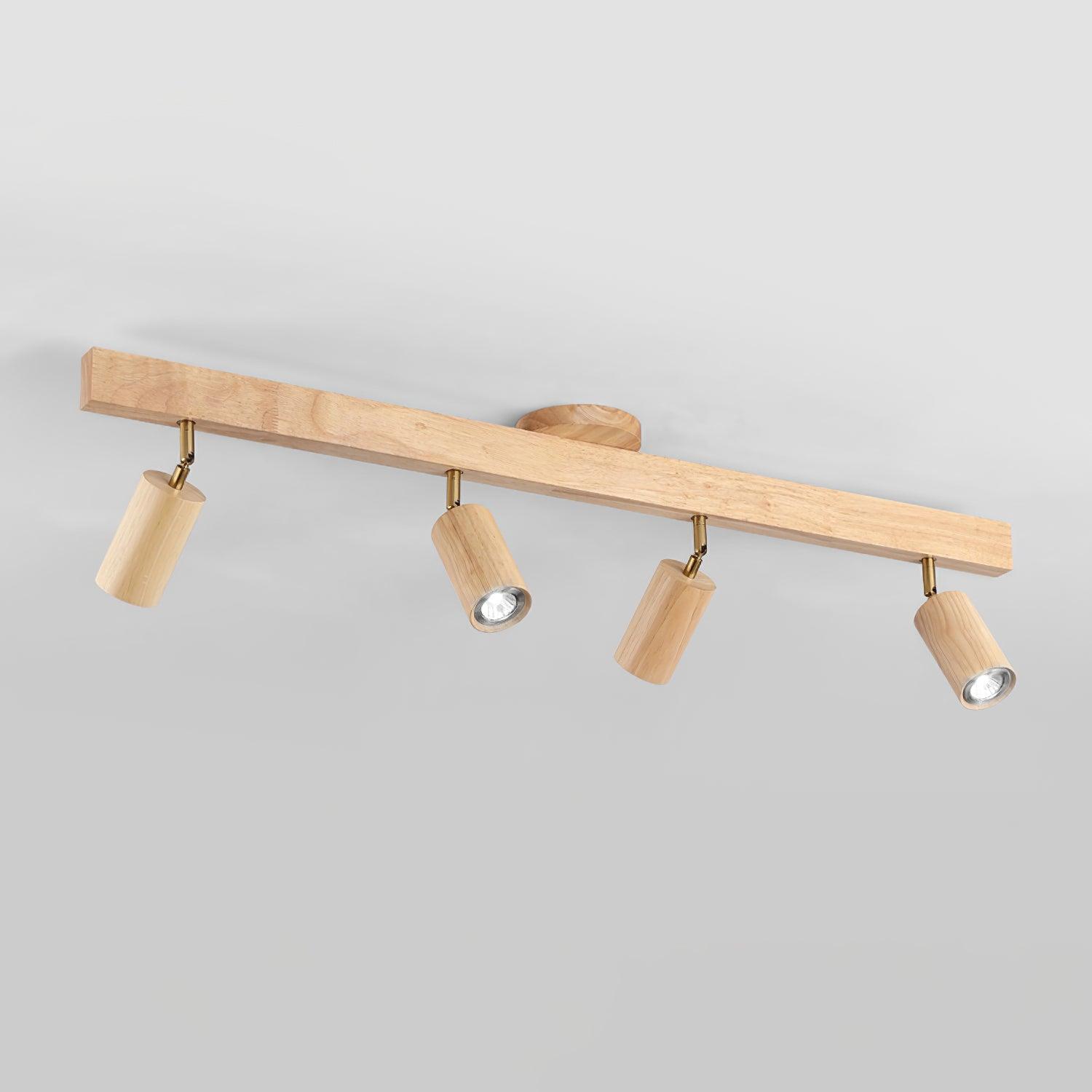 Adjustable Wood Bar Multi-Spot Ceiling Light With Pivot Spotlights