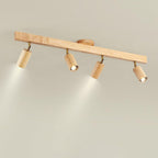 Adjustable Wood Bar Multi-Spot Ceiling Light With Pivot Spotlights