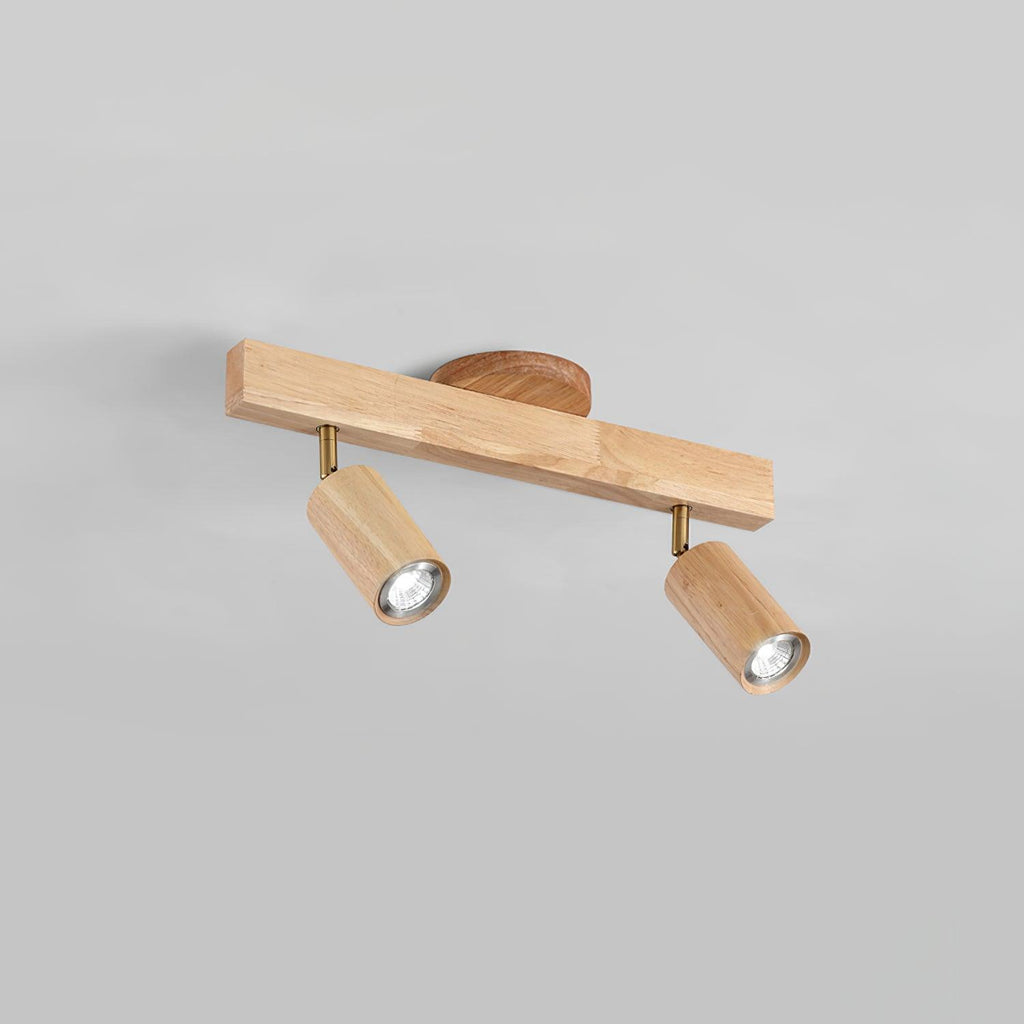 Adjustable Wood Bar Multi-Spot Ceiling Light With Pivot Spotlights