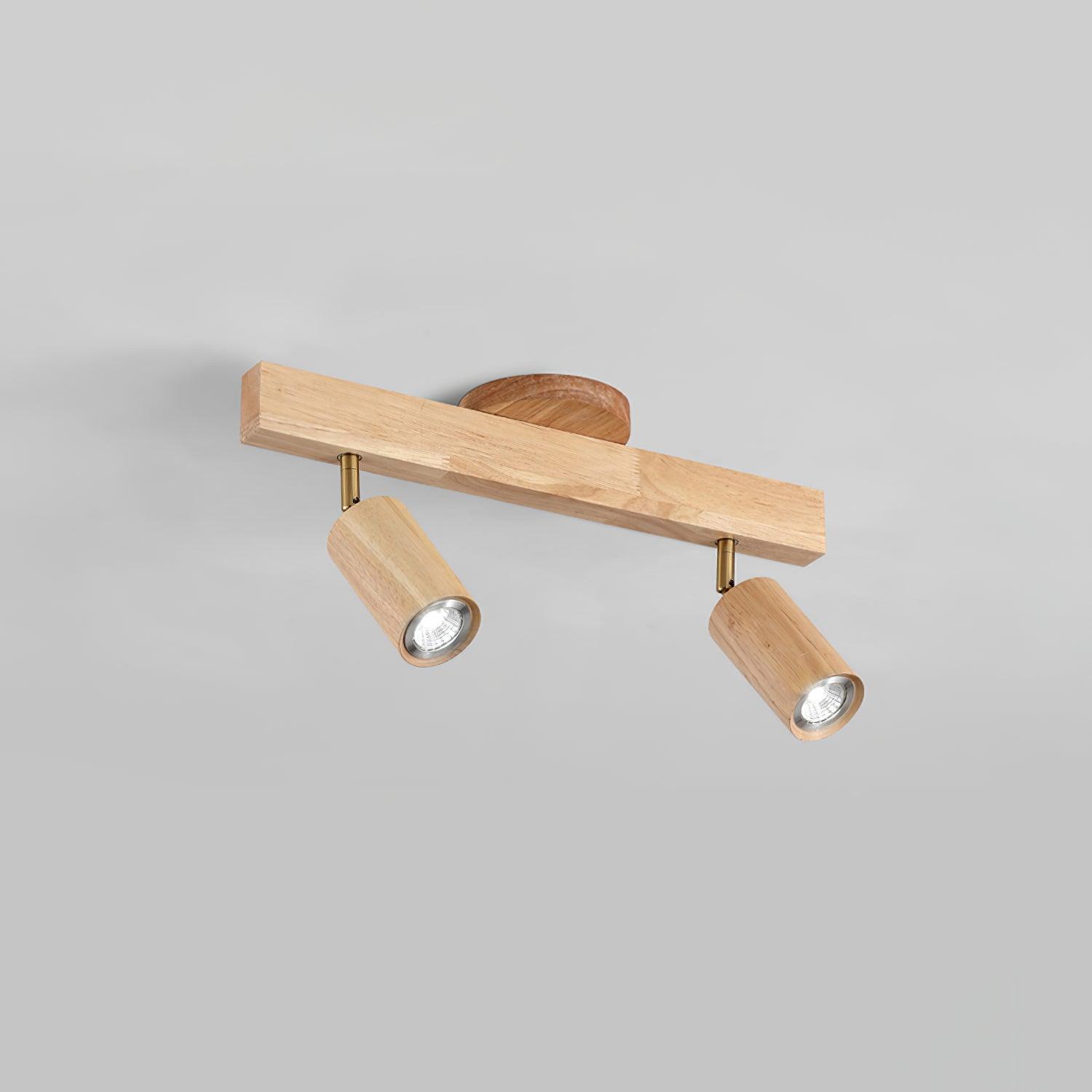 Adjustable Wood Bar Multi-Spot Ceiling Light With Pivot Spotlights