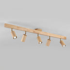 Adjustable Wood Bar Multi-Spot Ceiling Light With Pivot Spotlights