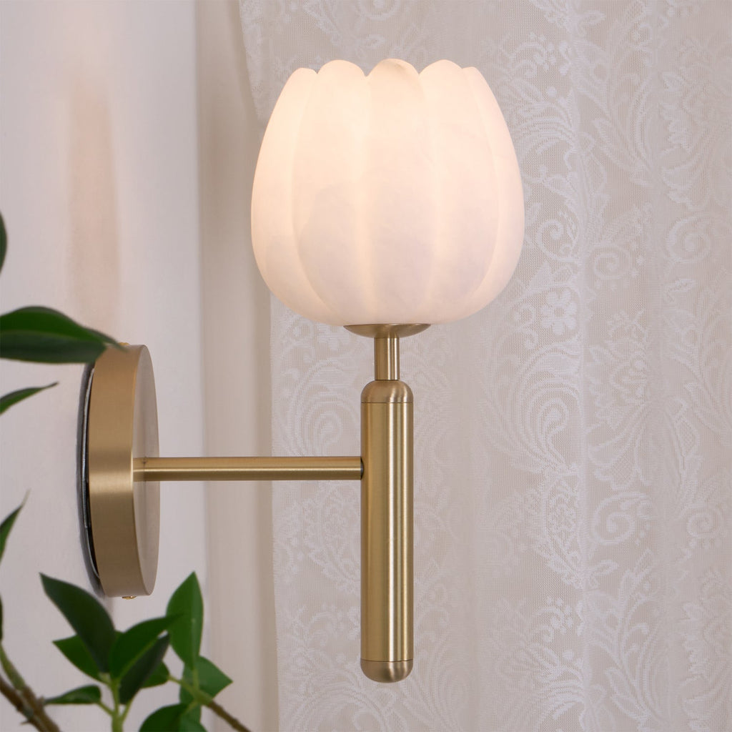 Textured Tulip Shade Wall Lamp With Round Backplate