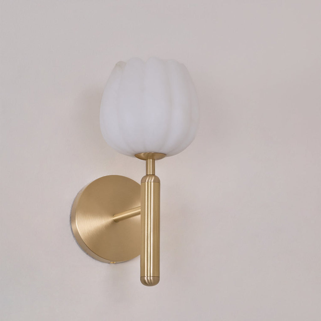 Textured Tulip Shade Wall Lamp With Round Backplate