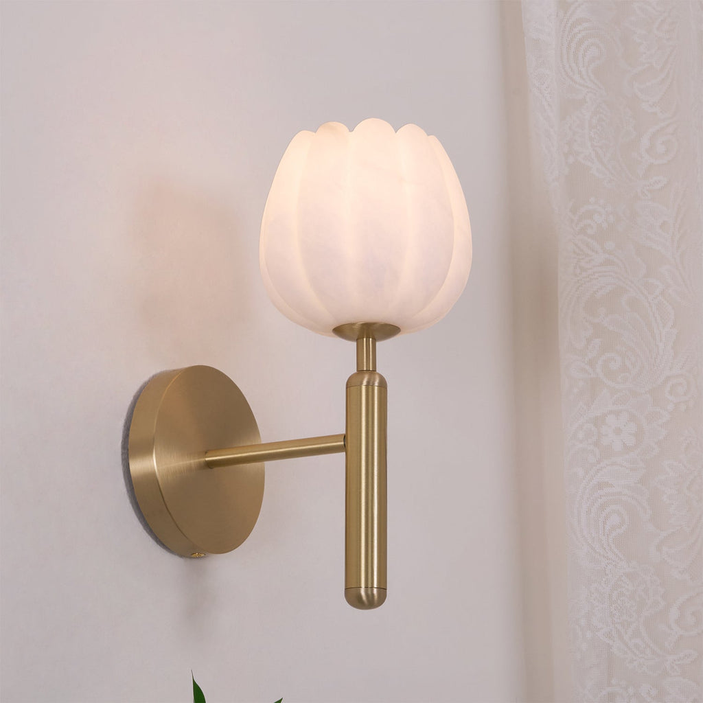 Textured Tulip Shade Wall Lamp With Round Backplate