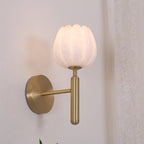 Textured Tulip Shade Wall Lamp With Round Backplate
