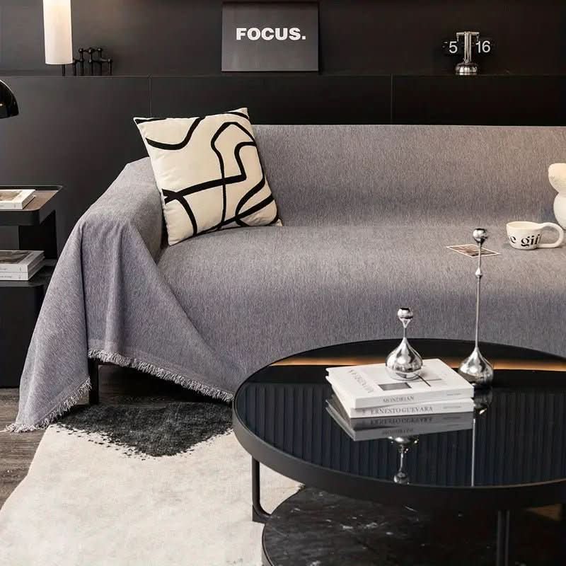 Chenille Sofa Cover Waterproof Leakproof Sofa Throw with Herringbone Weave and Fringe Non Slip Washable Couch Protector for Pets and Families