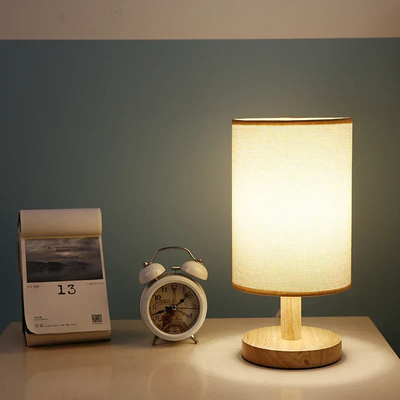 Scandinavian Wood Table Lamp With Linen Shade — Ashbury Home & Living