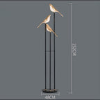 Modern Bird LED Floor Lamp with 3 Light Heads and Gold Accents