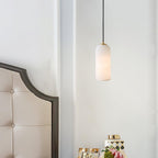 Slim Alabaster Cylinder Pendant Light With Single-Drop Design