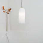 Slim Alabaster Cylinder Pendant Light With Single-Drop Design