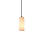 Slim Alabaster Cylinder Pendant Light With Single-Drop Design