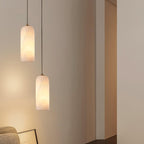 Slim Alabaster Cylinder Pendant Light With Single-Drop Design