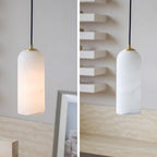 Slim Alabaster Cylinder Pendant Light With Single-Drop Design
