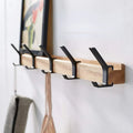 Wall Mounted Coat Rack with Adjustable Double Hooks Wooden Coat Hook Rail with Metal Hooks Scandinavian Entryway Organiser for Hallway and Bedroom
